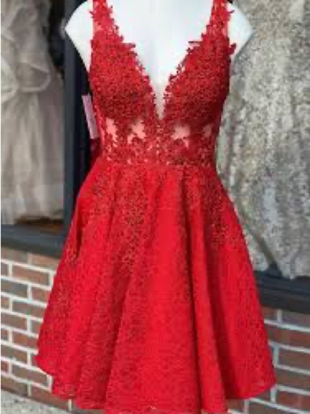 JVN Red Lace Formal Cocktail Dress